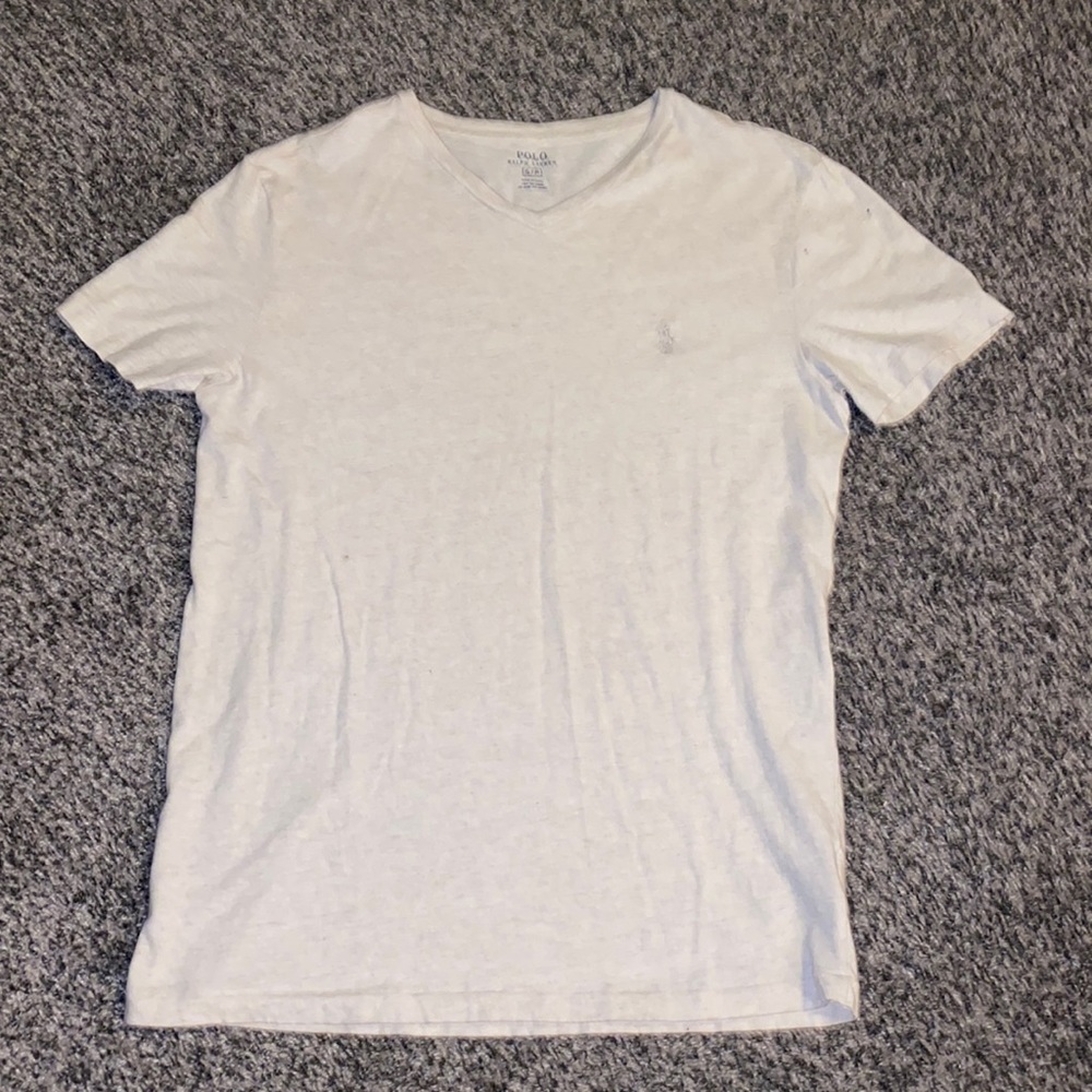 Cream Polo V Neck Shirt - Small